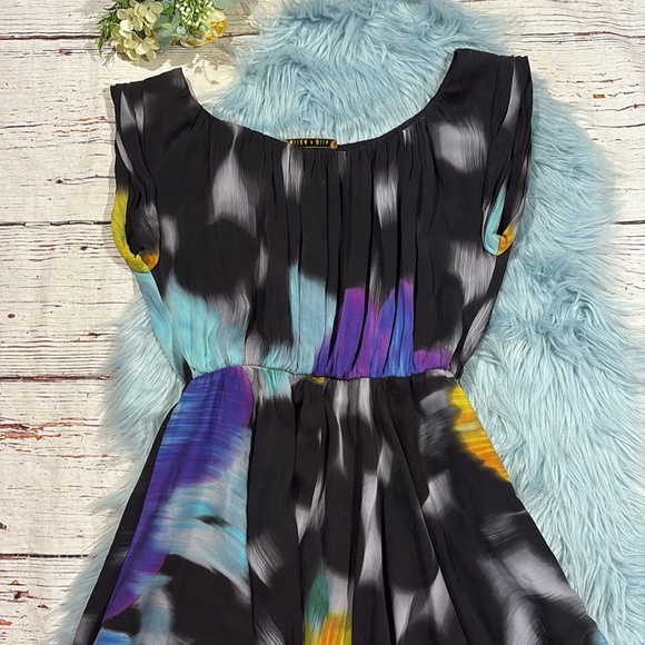 Alice + Olivia Silk Watercolor Flutter Silk Mini Dress - Picture 6 of 10